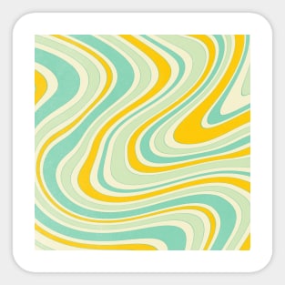 Retro Abstract 70s Wavy Swirl Blue Yellow Sticker